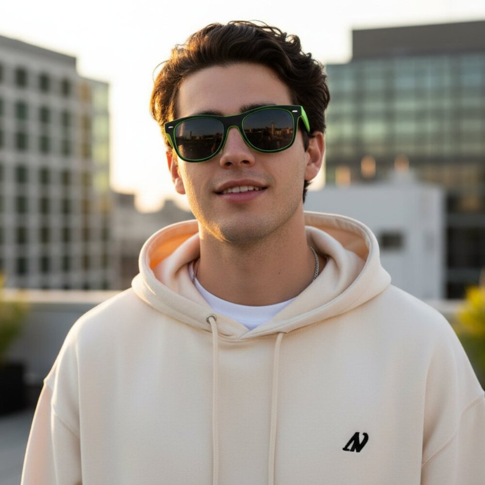 NEW Mens Unisex Classic RAYS Retro Iconic Designer Style Sunglasses Black Green